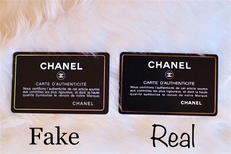 real vs fake chanel authenticity card|authentic chanel counterfeit.